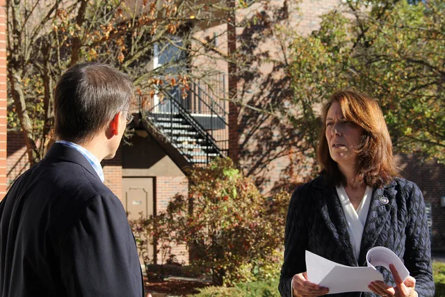 Business Programs Director in Iowa John Ferrell greets U.S. Department of Agriculture (USDA) Rural Development Senior Advisor for Rural Engagement, Delivery and Prosperity Cindy Axne, prior to their meeting with a grant recipient. Axne announced the Department has awarded $99,000 to a non-profit org. Rural business grant routes across England and how to check eligibility