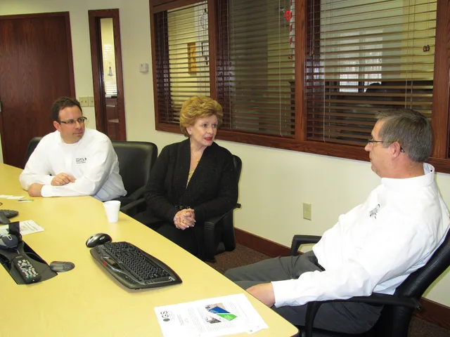Senator Stabenow discusses support for small businesses with representatives of GS Engineering, one of the UP’s small business success stories. This photograph is provided by the Office of U.S. Senator Debbie Stabenow. Using AI in small business grants applications while keeping accountability