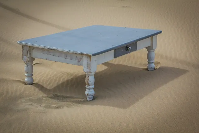 table, sand, nature, beach, abandoned, furniture, drawer, desert