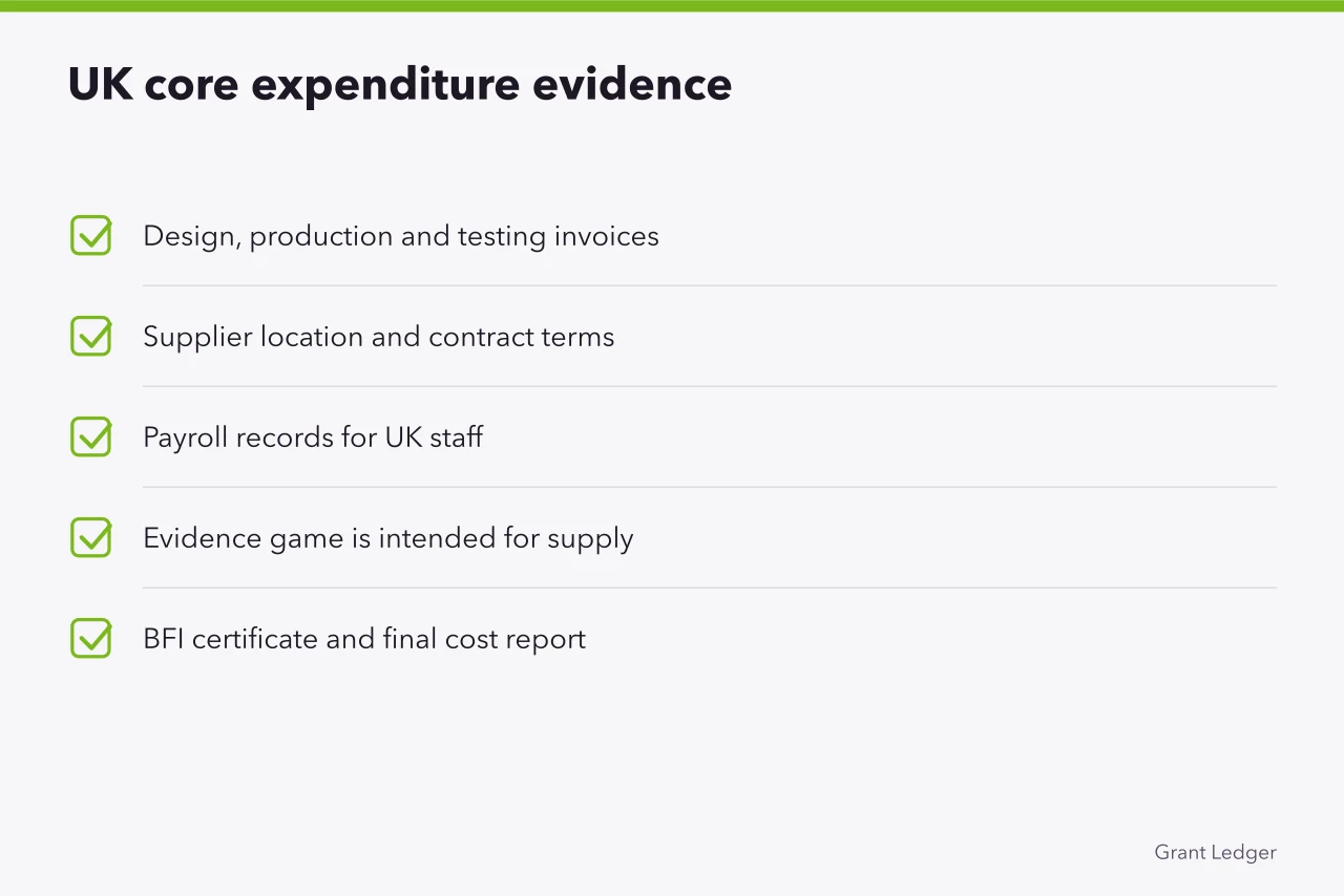 Checklist of records for UK core expenditure claims (A guide to video games tax relief for small studios)